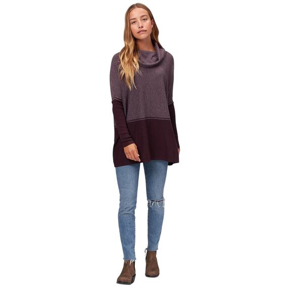 Smartwool Womens Small Eggplant Heather Edgewood Poncho Sweater Cowl Neck J19-45